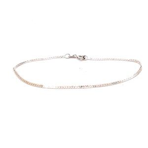 Sterling Silver Thin Herringbone Chain Bracelet - Silver